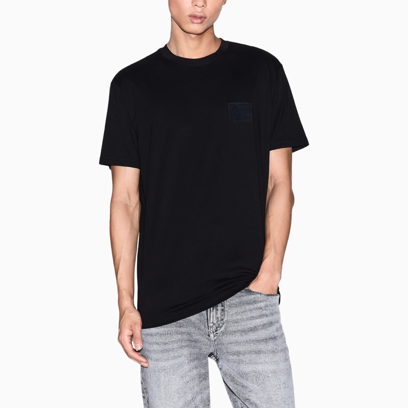 Мъжка черна тениска Armani Exchange Men T-shirt XM001456 AF10358 Front View