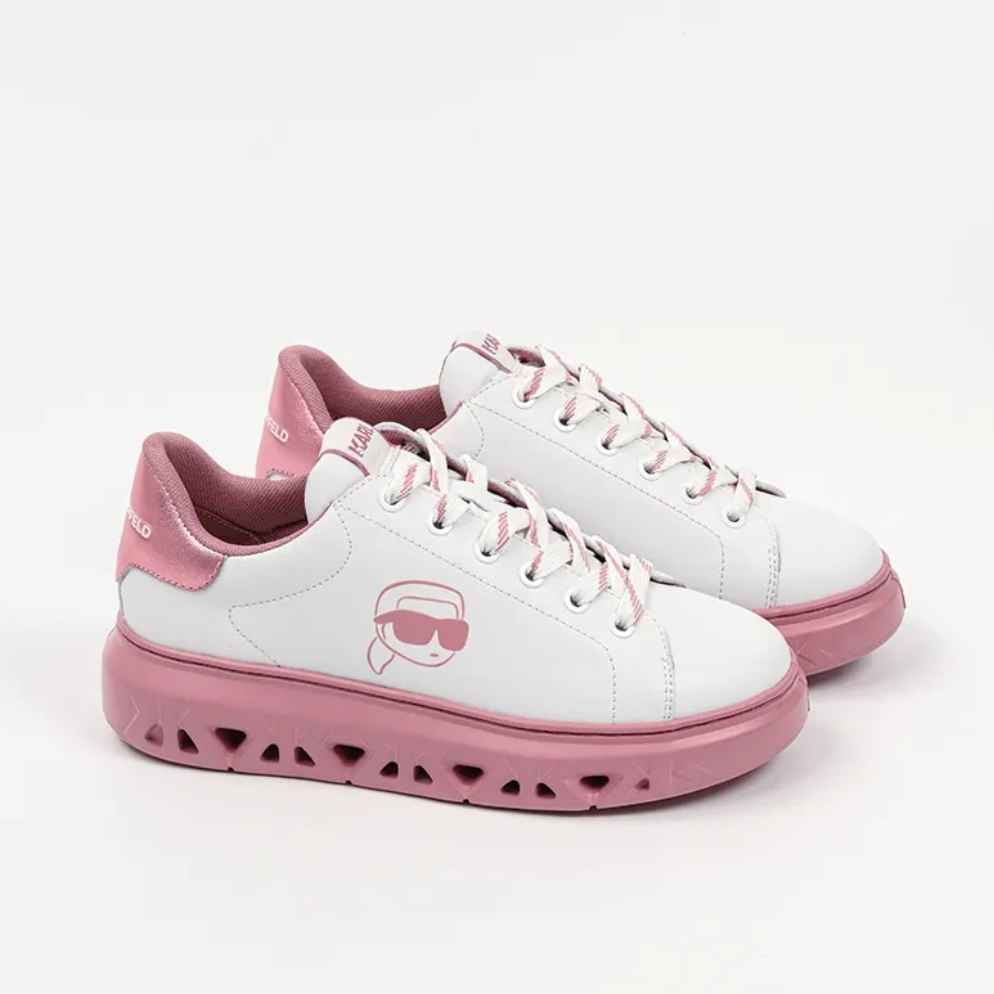 Дамски кецове в бяло и розово Women’s sneakers Karl Lagerfeld Kite KL64525 01P White/Pink lateral view