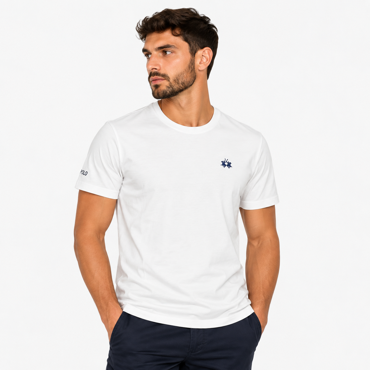 Мъжка бяла тениска La martina Men T-shirt XMR010JS206 0000 Front View