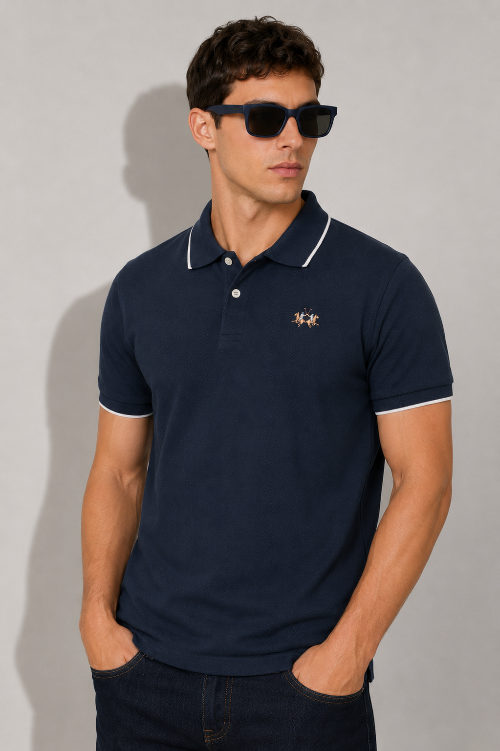 Мъжка поло тениска Men’s polo shirt La Martina
XMP036 PK031 07017 Navy lifestyle view