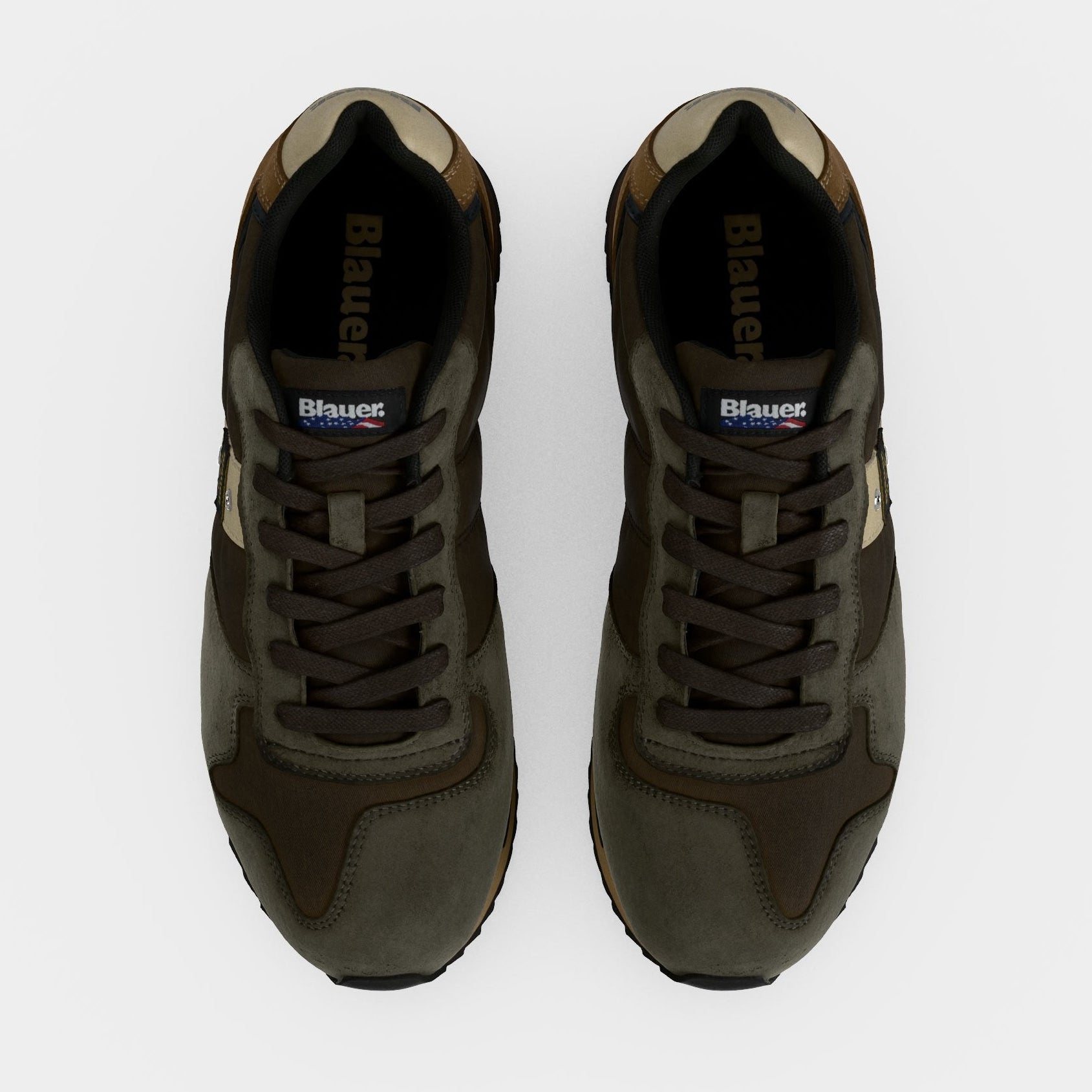Мъжки маратонки Men’s sneakers Blauer F6QUEENS01WAX Brown / Military Green top view