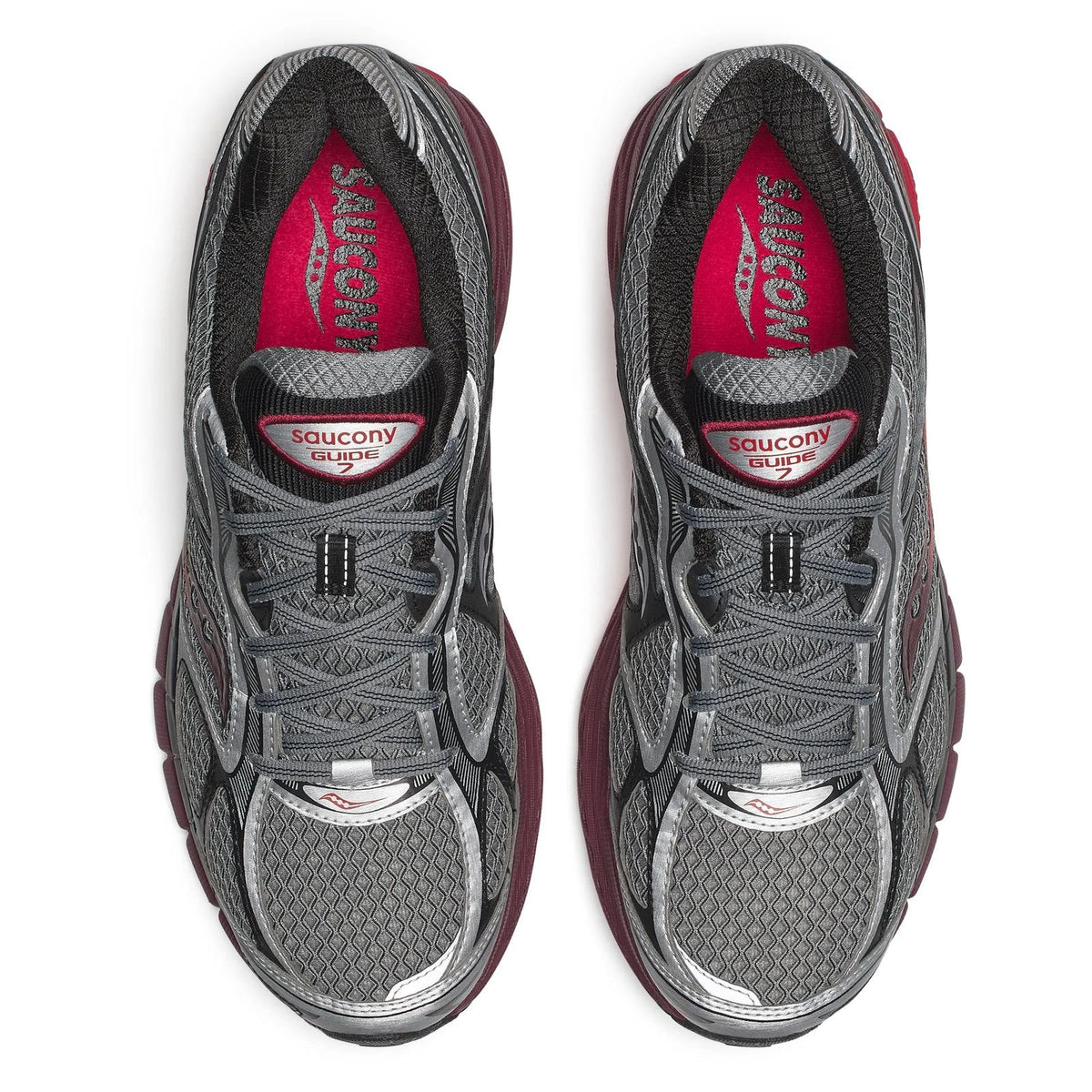 Pantofi sport pentru bărbați Saucony Progrid Guide 7 S101493-1013 (argintiu / Maroon) Vedere de sus