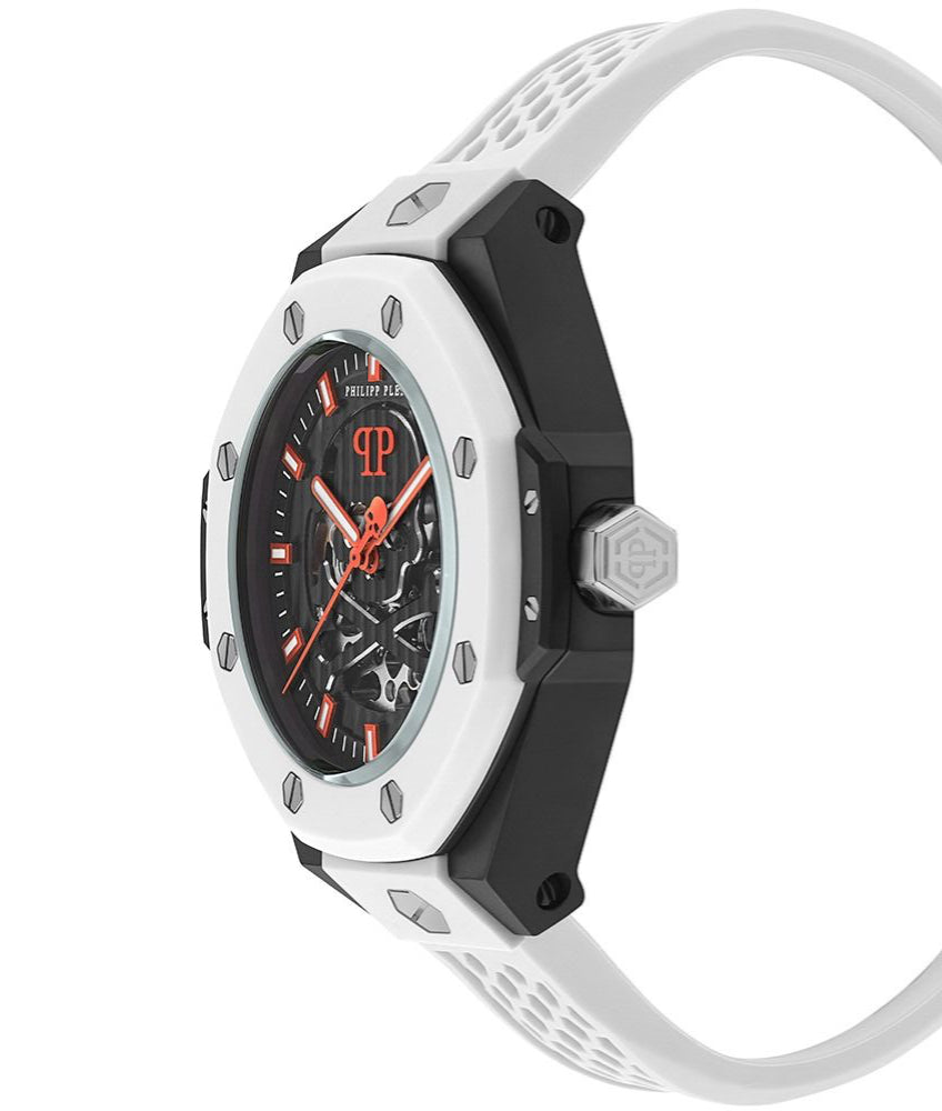 Мъжки часовник Men’s watch Philipp Plein Skeleton Royal Automatic PWPFA0724 White side view