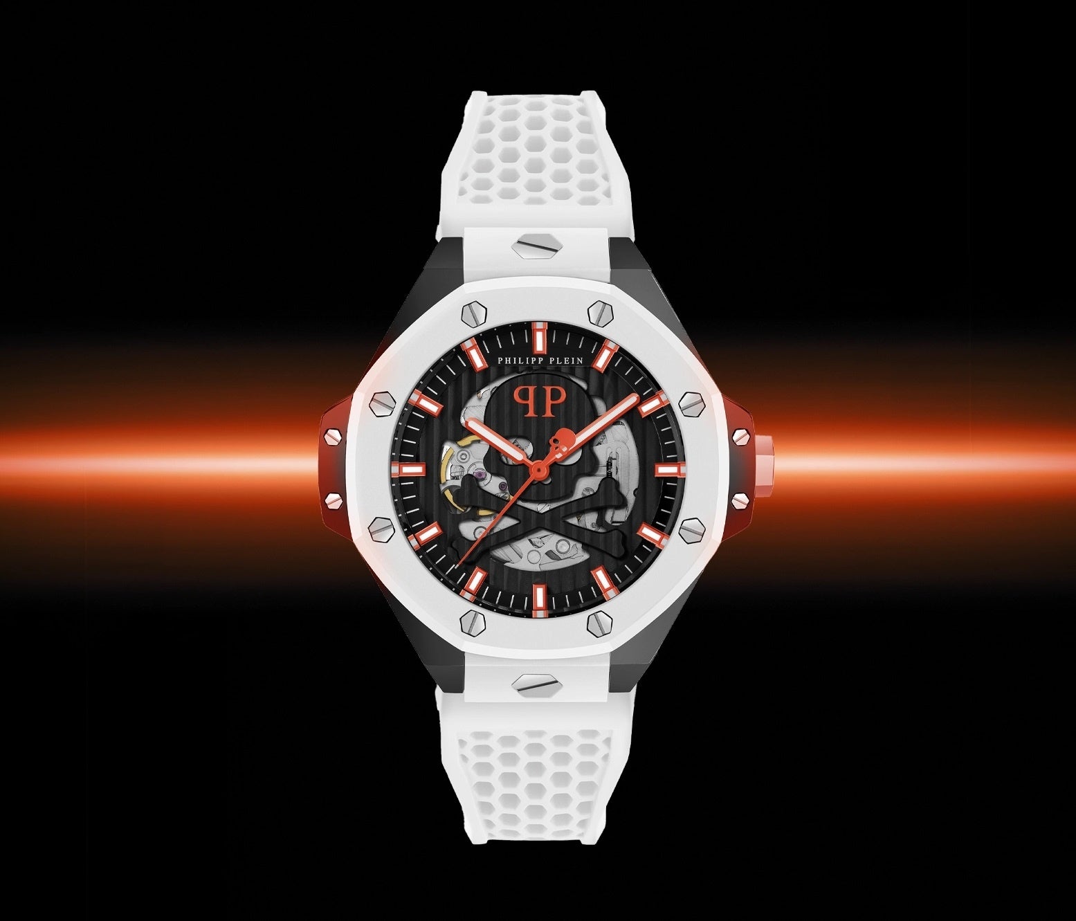 Мъжки часовник Men’s watch Philipp Plein Skeleton Royal Automatic PWPFA0724 White social media view