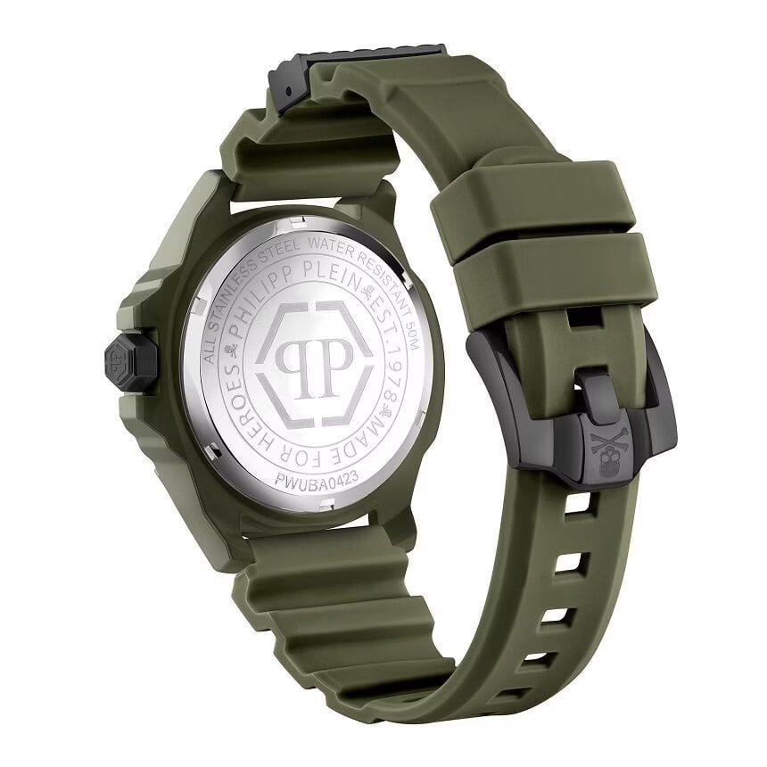 Мъжки часовник Men’s watch Philipp Plein THE SKULL ECOCERAMIC PWUBA0423 Military Green Back view