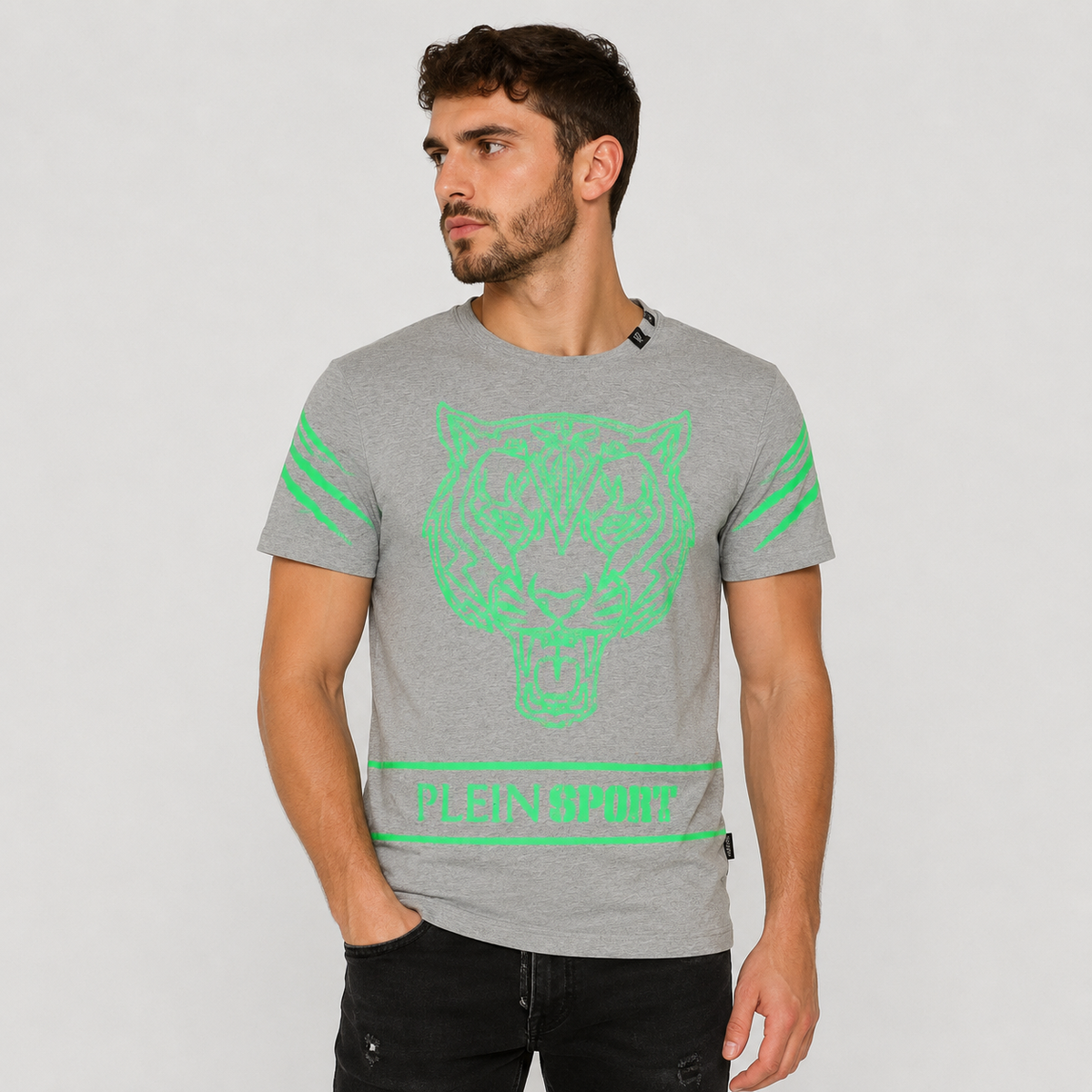 Мъжка сива тениска Plein Sport Men T-shirt TIPS102IT 94GR Front View