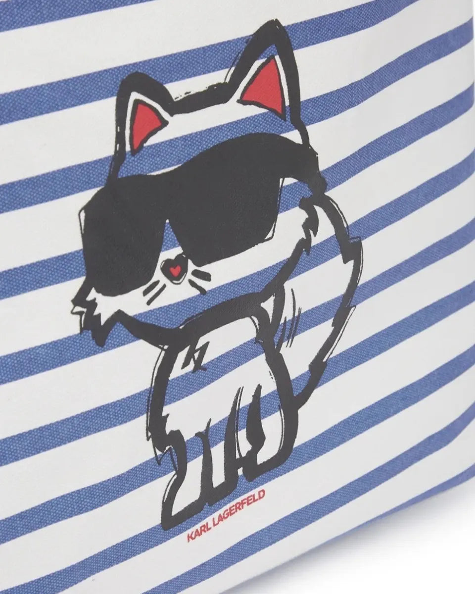 Дамска плажна чанта Women’s beach handbag Karl Lagerfeld A2W50025 1RR Blue and White close up view