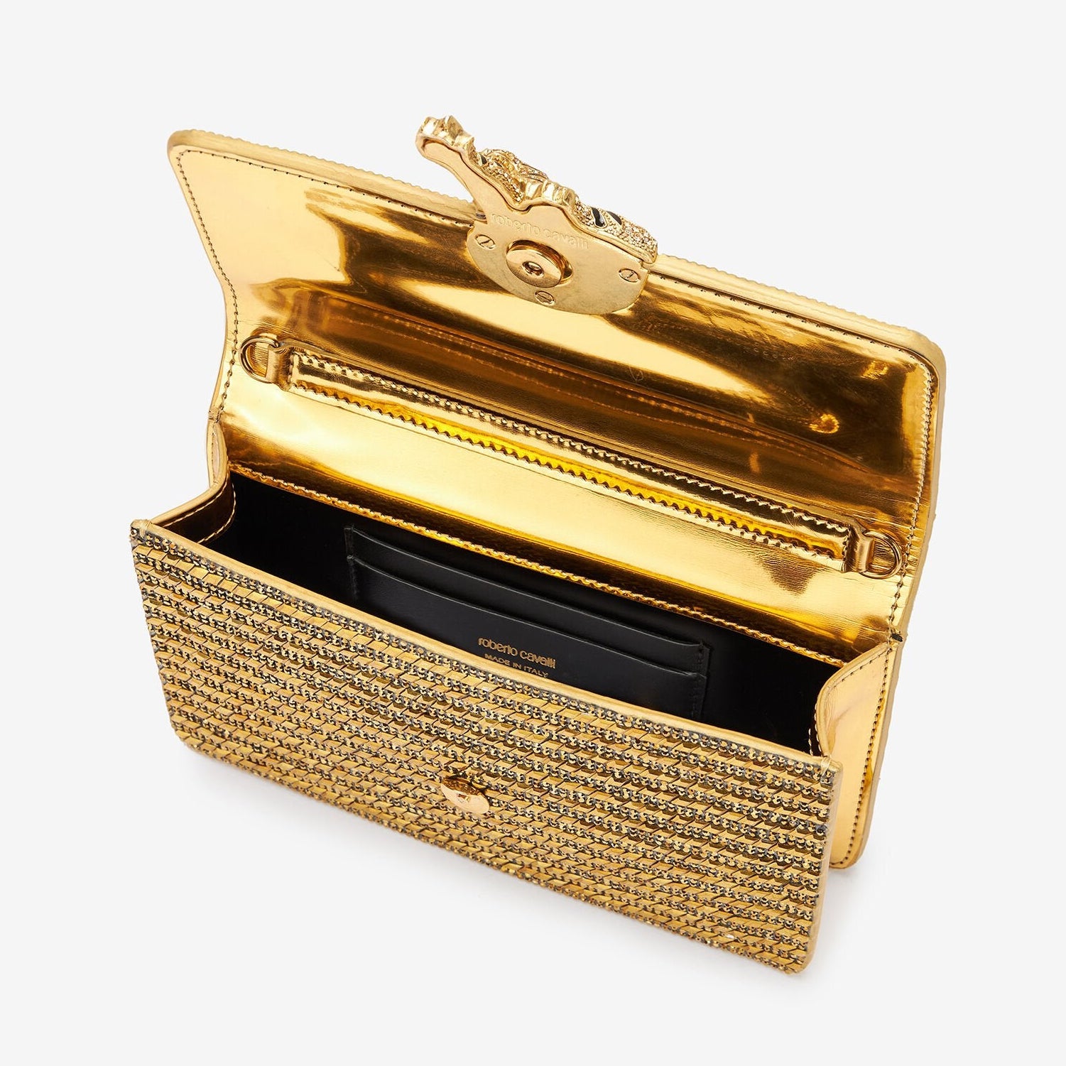 Дамска чанта Women’s clutch bag Roberto Cavalli TKB010 PZC98 00139 Golden inside view