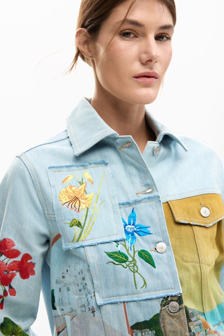 Дамско дънково яке Women’s denim jacket Desigual Amalfi 26SWED02 5053 Azzuro close up view