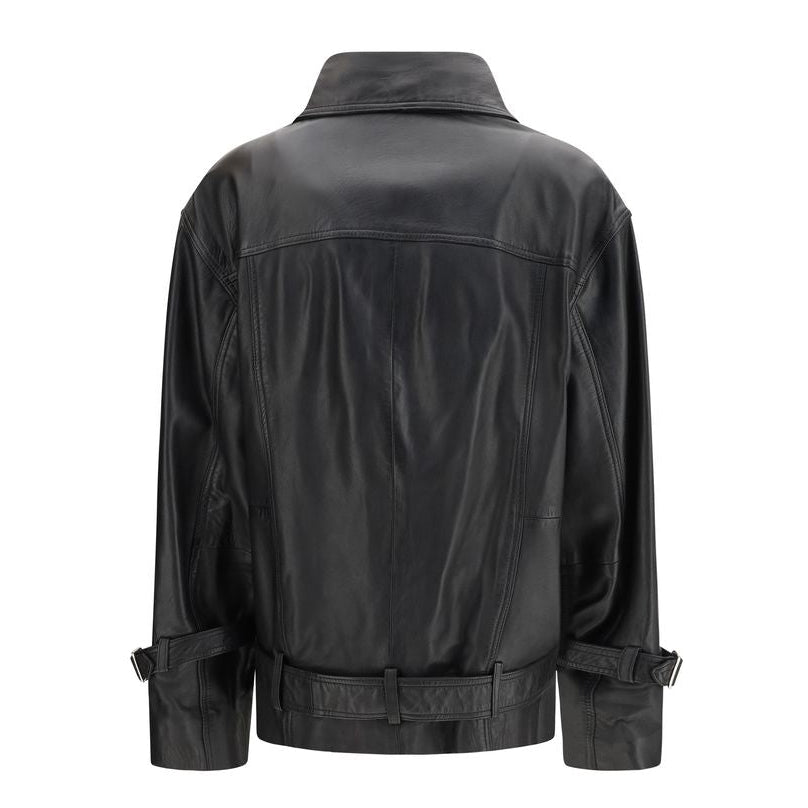 Дамско кожено яке Women’s leather biker jacket Pinko 106231A31XZ99 Black back view