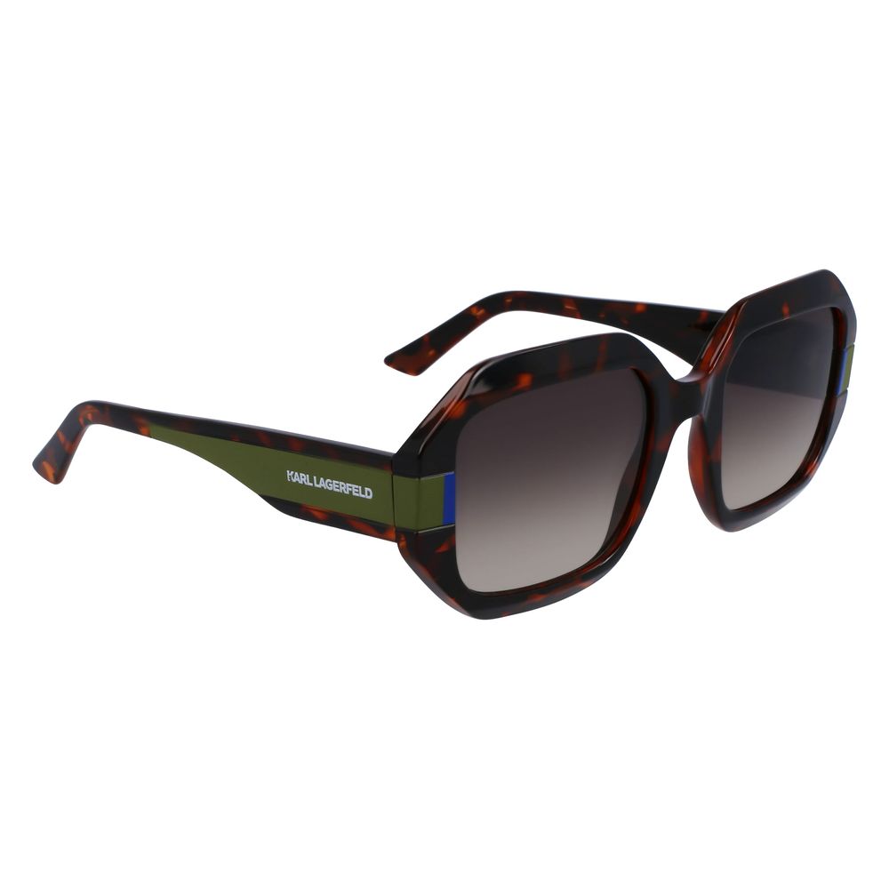 Дамски слънчеви очила Women’s sunglasses KARL LAGERFELD KL6124S 240 Dark Havana / Tortoise With Olive Green with Blue Detail angled view