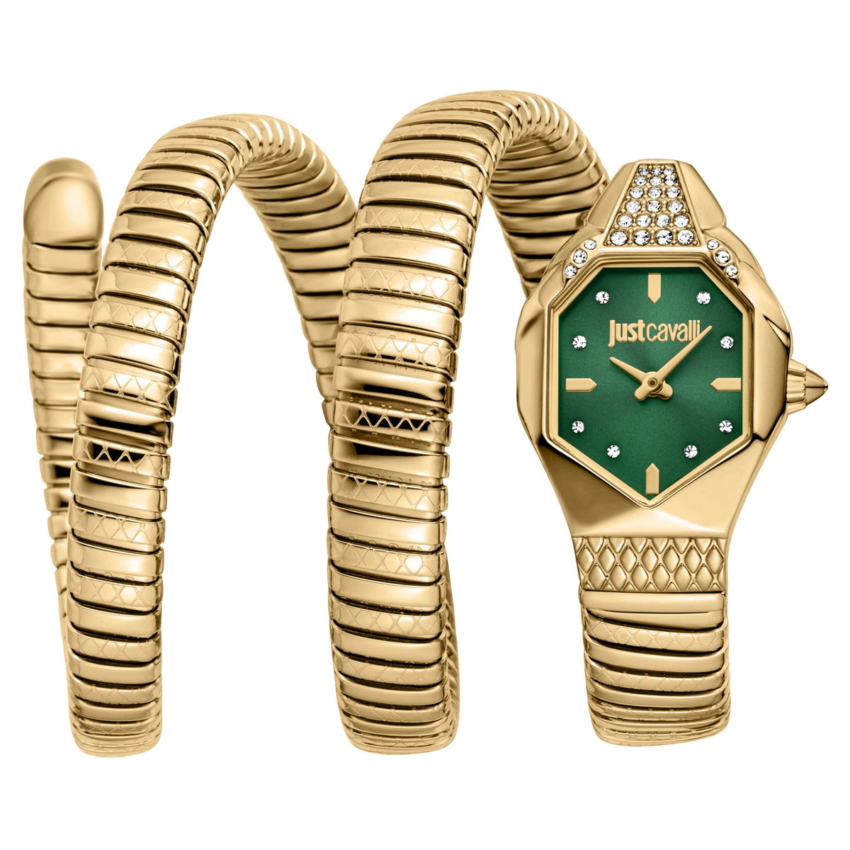 Дамски часовник Women’s watch Just Cavalli Signature Snake Ambra JC1L370M0035 Yellow Gold / Green