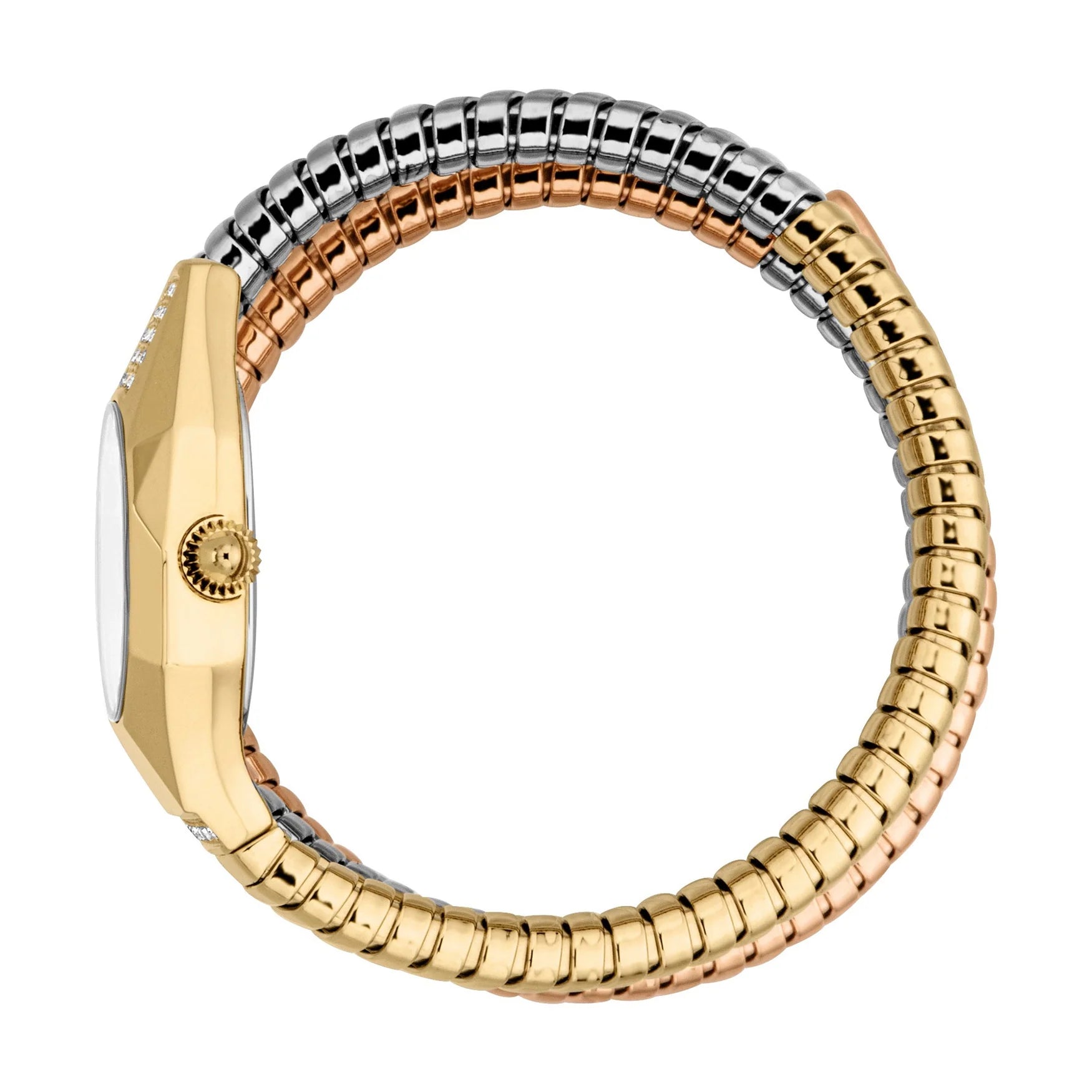 Дамски часовник Women’s watch Just Cavalli Signature Snake Lunara Silver Rose Gold JC1L397M0095 side view