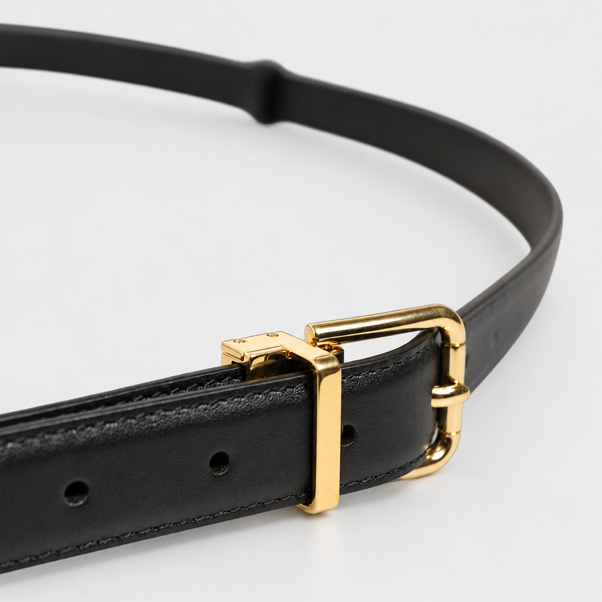 Dolce & Gabbana Black Leather Double Wrap Metal Buckle Belt - studio view 4