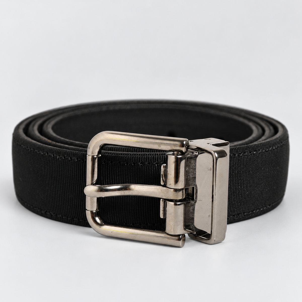 Dolce & Gabbana Black Classic Leather Silver Tone Buckle Belt - BC4056 AL697 - studio view 1