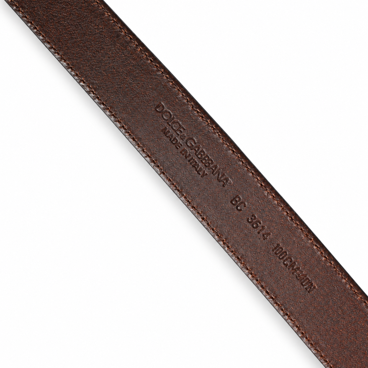 Men's belt Dolce & Gabbana SKU: BC3614 A1828 back logo stamp close-up
