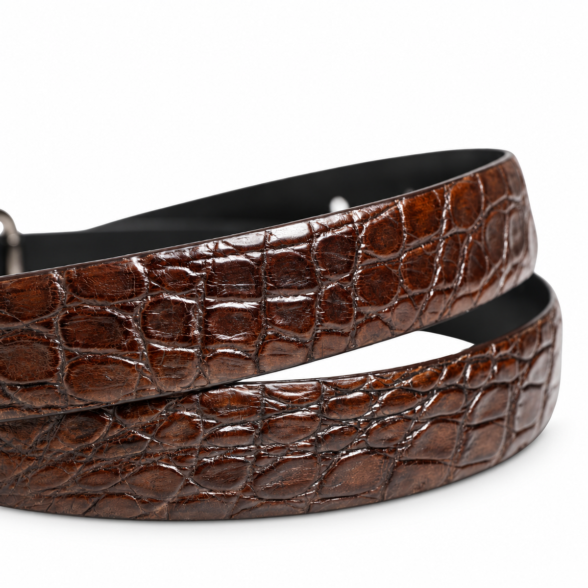Men's belt Dolce & Gabbana SKU: BC3614 A2274 caiman leather texture close-up