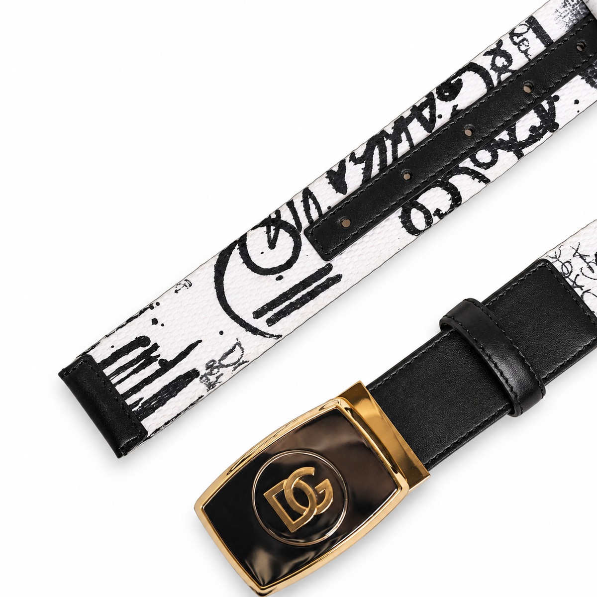 Men's belt Dolce & Gabbana SKU: BC4612 AO805 top view buckle and strap tip