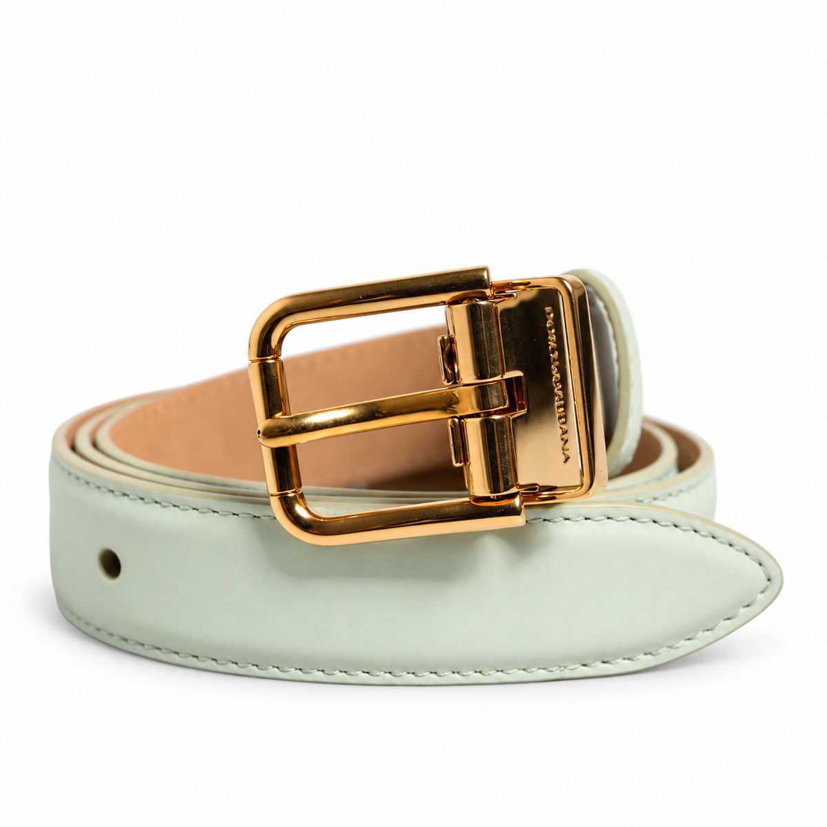 Dolce & Gabbana Light Green Leather Gold Metal Buckle Belt - BE1390 AW530 - view 1