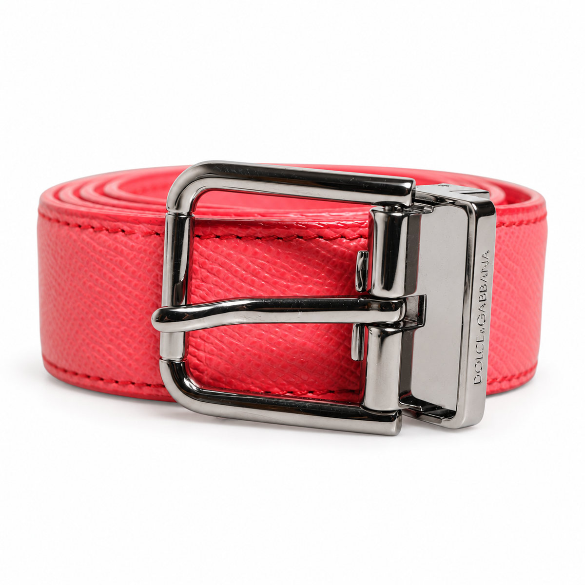Dolce & Gabbana Pink Lambskin Leather Silver Metal Buckle Belt - BB6704 AV967 - view 3