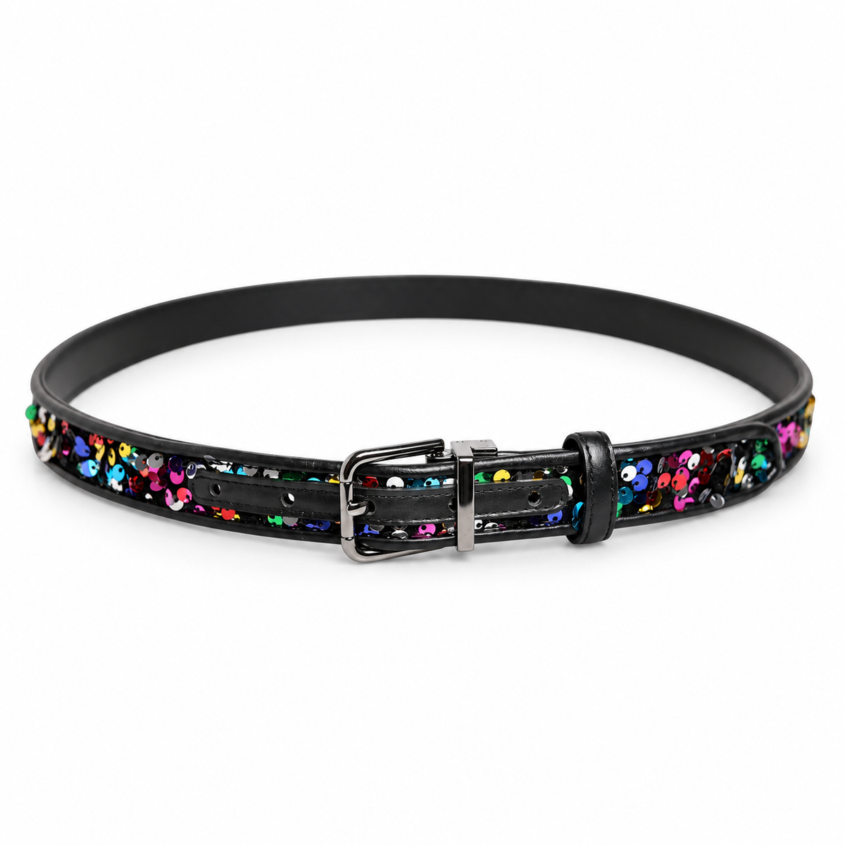 Dolce & Gabbana Black Sequin Embellished Metal Buckle Belt - BC4337 AY410 - view 3