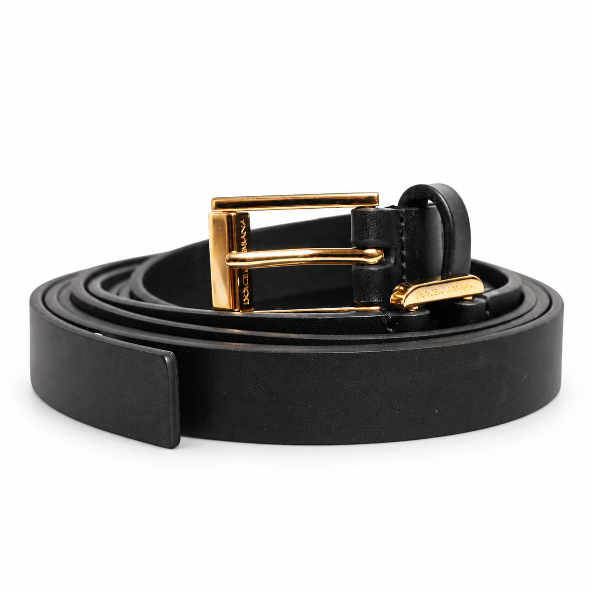 Dolce & Gabbana Black Double Strap Leather Gold Buckle Belt - BC4495 AX622 - view 1