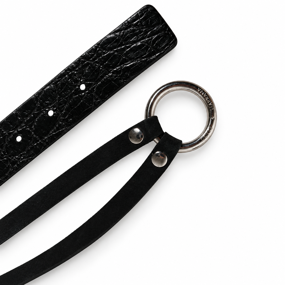 Dolce & Gabbana Black Exotic Leather Double Strap Silver Buckle Belt - BC4302 A2Z30 8B956 - view 7