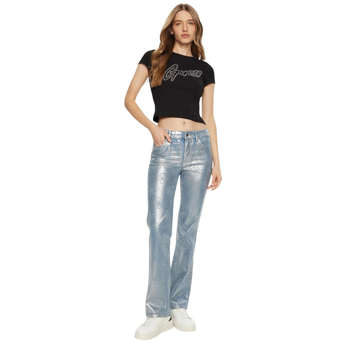 Дамска тениска Guess Women T-shirt W5RI68KA0H1 JBLK Front View