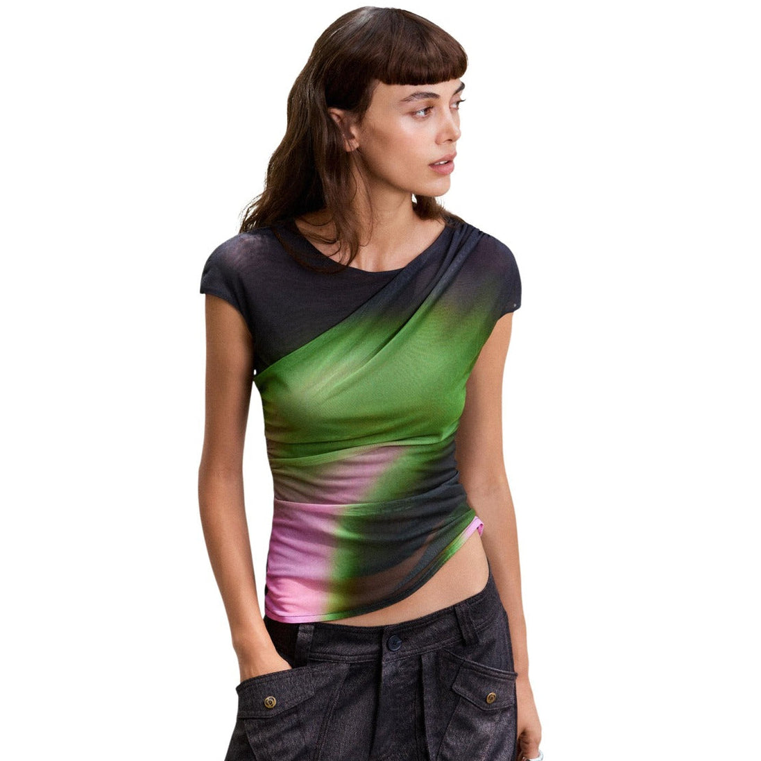 Дамска тениска Desigual women’s t-shirt 26WWTK20 2000 front view 