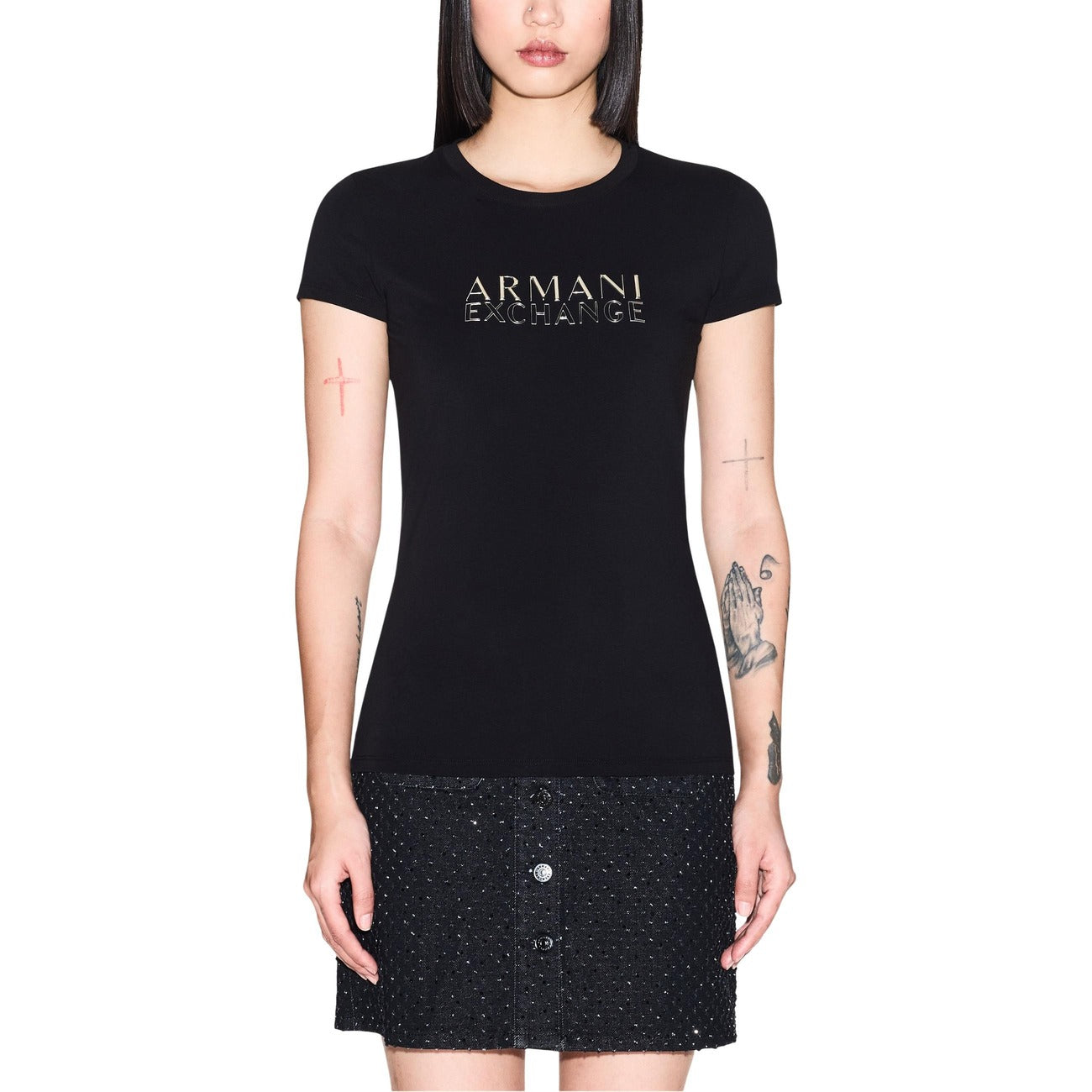 Дамска черна тениска Armani Exchange Women T-shirt XW001837AF16294UC001 Front View