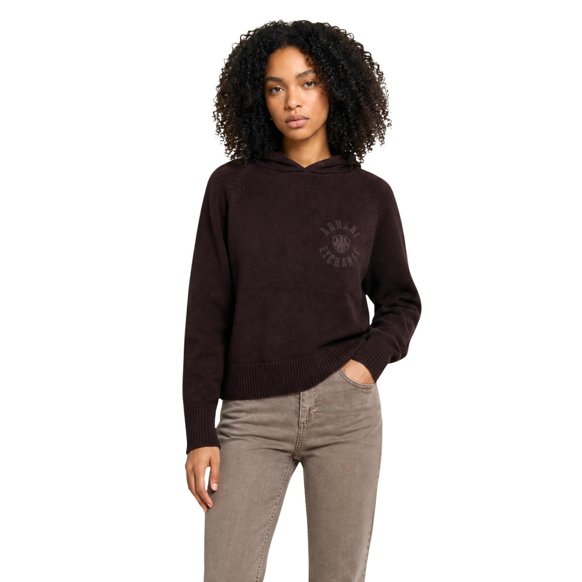 Дамски кафяв пуловер Armani Exchange Women Sweater XW002879 AF16552 U6032 Front View