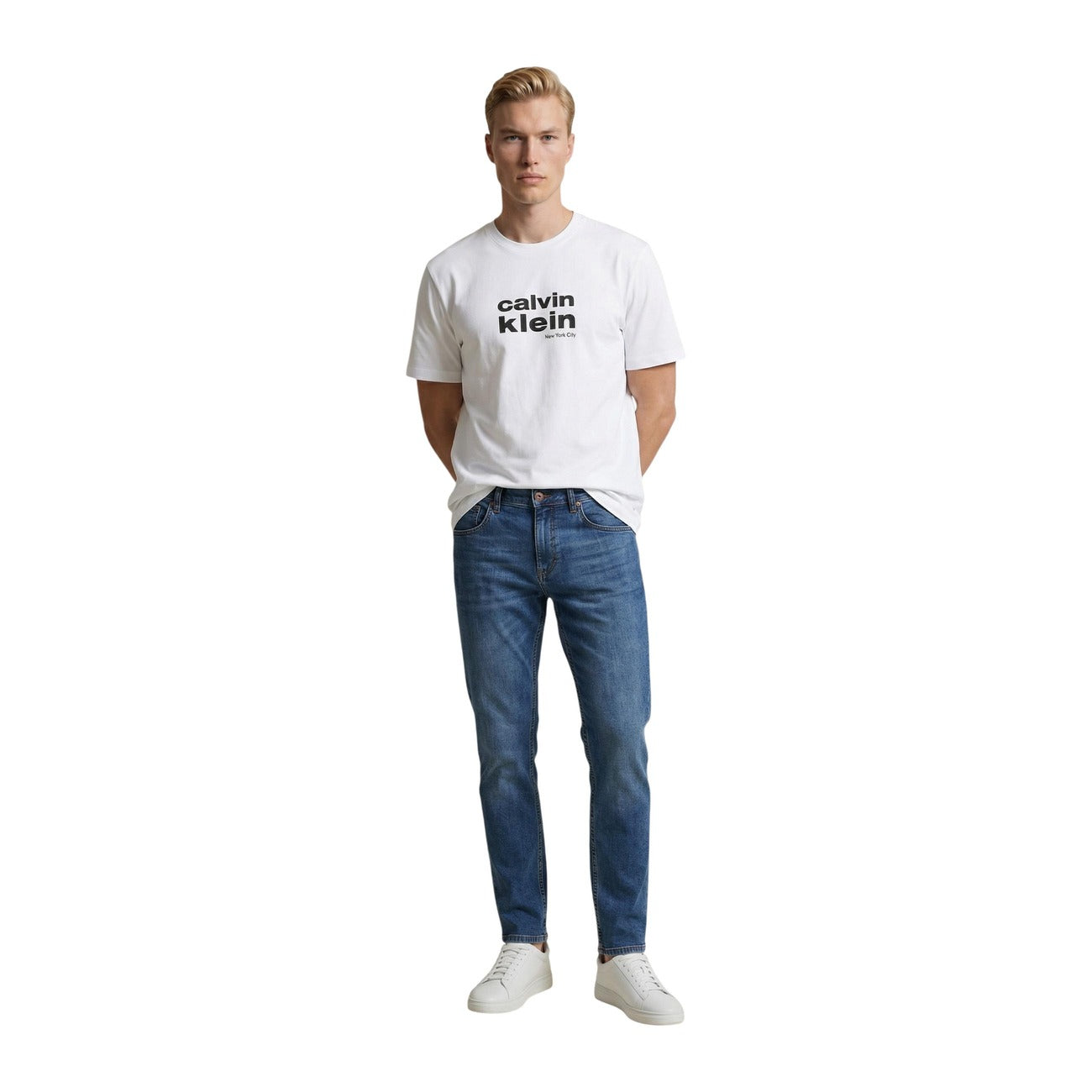Мъжка бяла тениска Calvin Klein Jeans Men T-shirt LV04RE821G YBH Front View