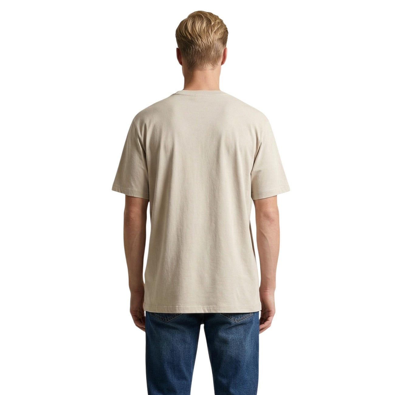 Мъжка бежова тениска Calvin Klein Jeans Men T-shirt LV14RF808G 2JX Back View