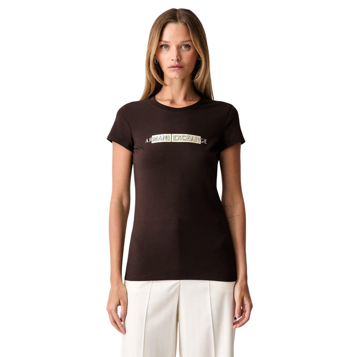 Дамска кафява тениска Armani Exchange Women T-shirt XW002811 AF16294 U6032 Front View