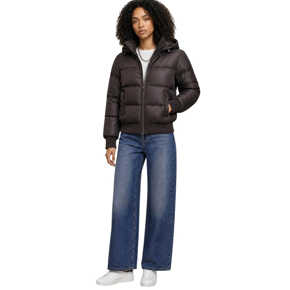 Дамско кафяво пухено яке Armani Exchange Women Puffer Jacket XW000228 AF12286 U6032 Front View