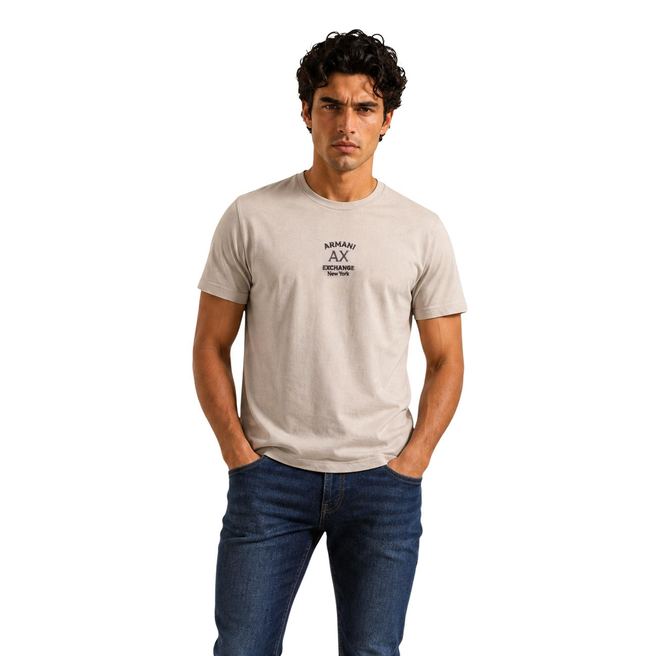 Мъжка бежова тениска Armani Exchange Men T-shirt XM003023 AF10358 Front View