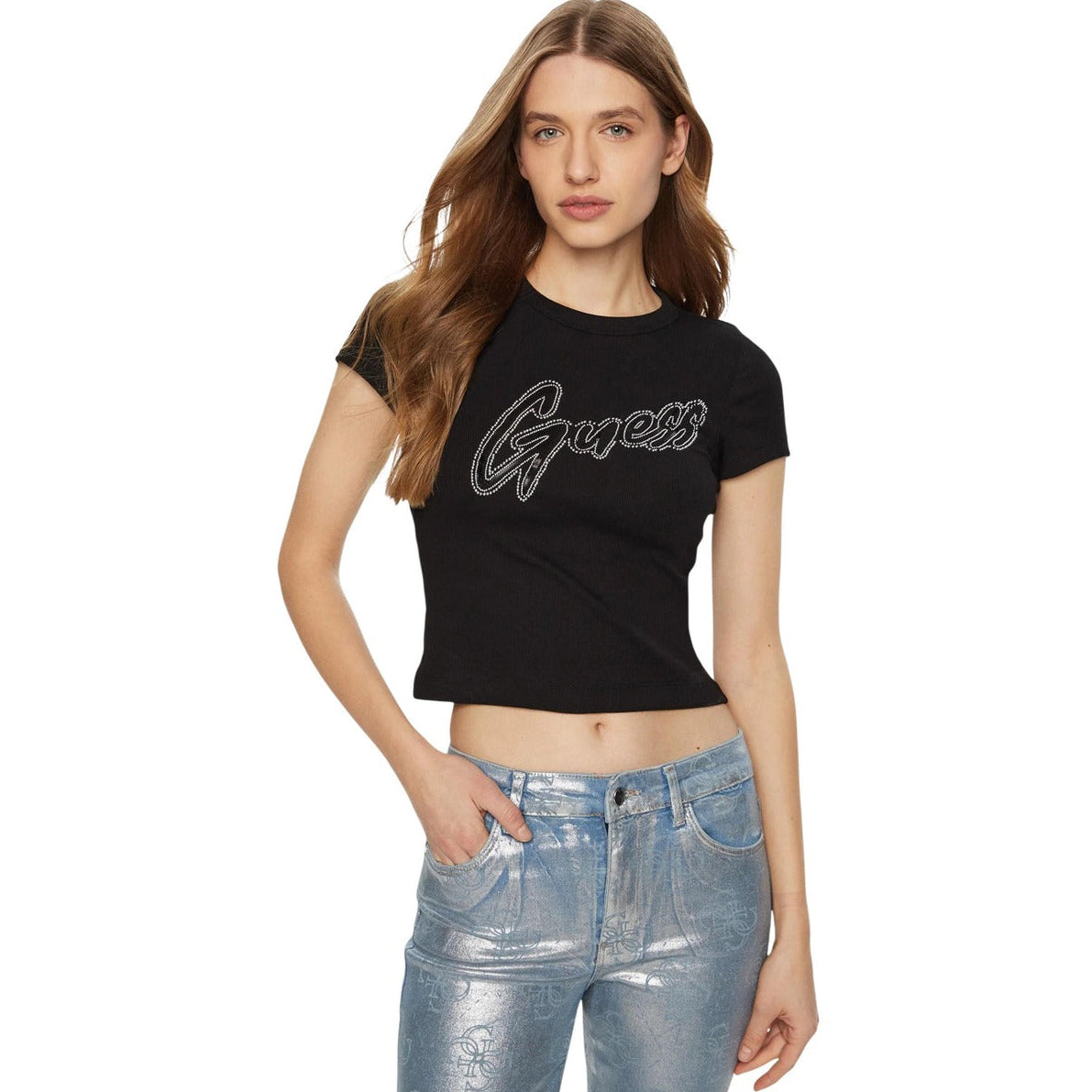 Дамска тениска Guess Women T-shirt W5RI68KA0H1 JBLK Front View