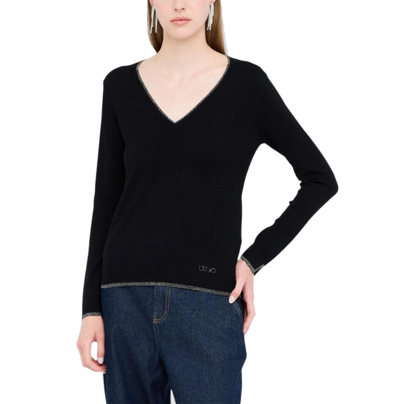 Дамски черен пуловер Liu Jo Women Sweater MF5227 MS49I Front View
