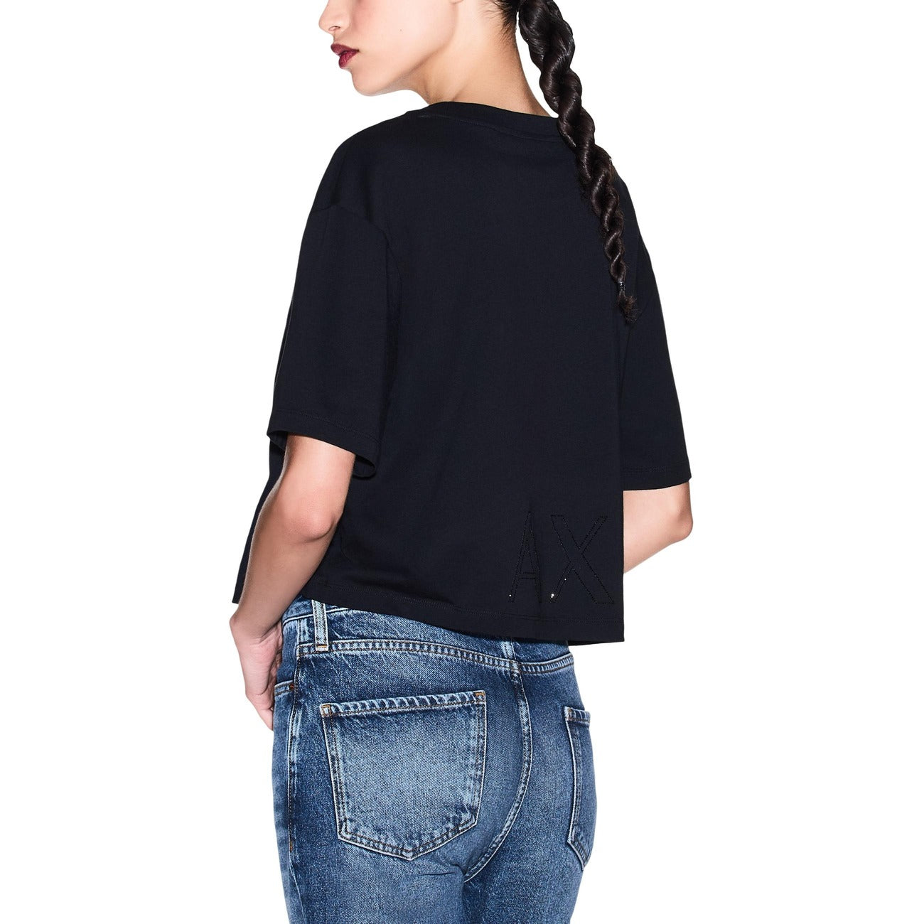 Дамска черна тениска Armani Exchange Women T-shirt XW001709AF17172UC001 Back View