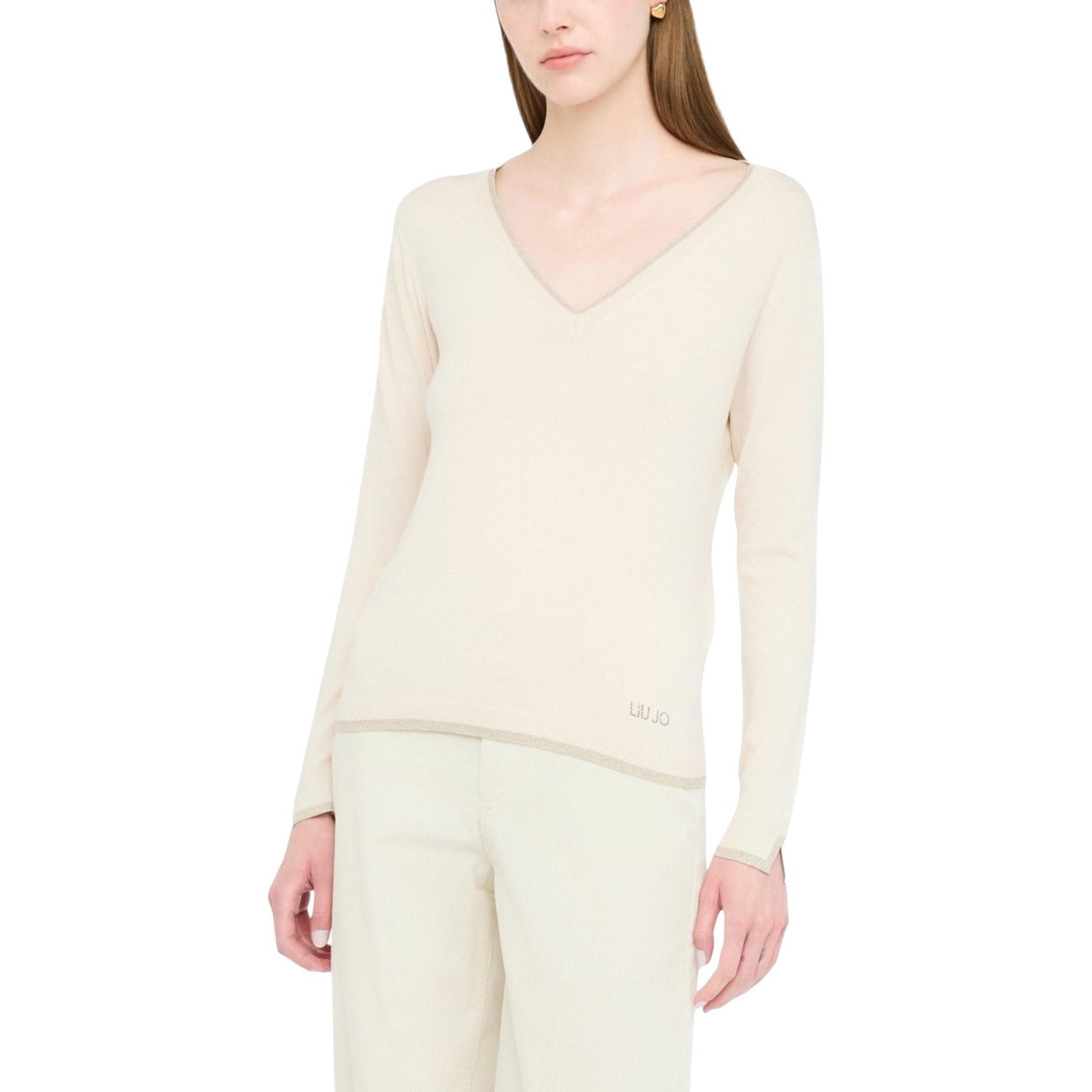 Дамски бежов пуловер Liu Jo Women Sweater MF5227 MS49I Front View