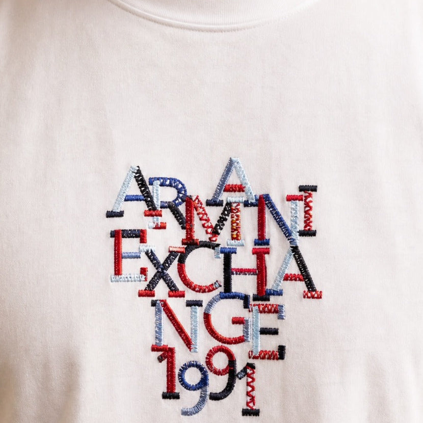 Мъжка бяла тениска Armani Exchange Men T-shirt XM003063 AF10358 U0009 Close-Up