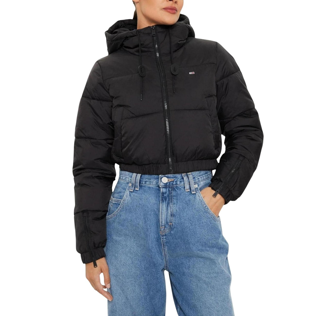 Дамско късо черно яке Tommy Hilfiger Jeans Women Jacket DW0DW18313 Front View